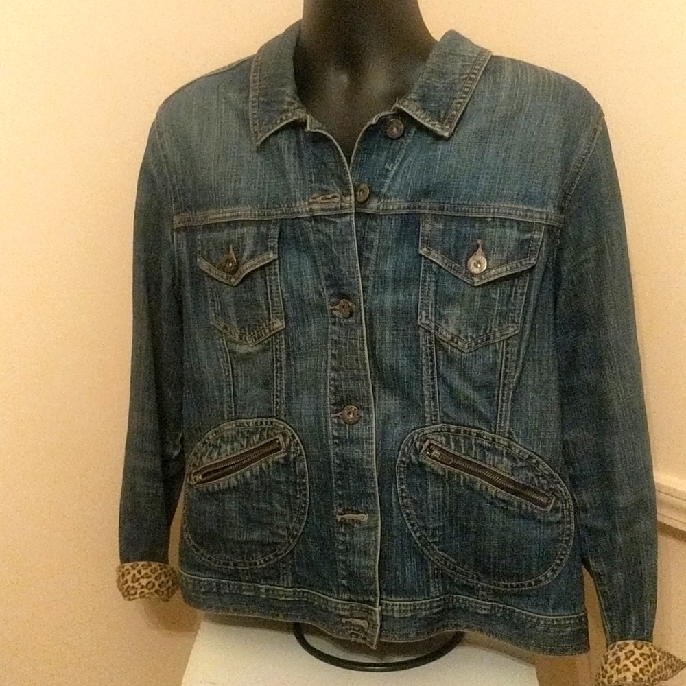 Animal Print Denim Jacket size 3